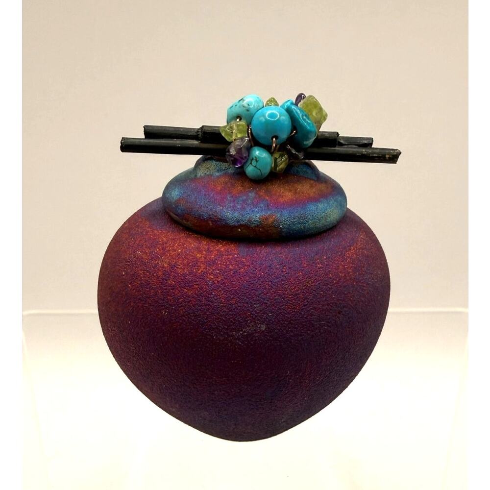 Jeremy Diller Signed Raku Dream Jar Made in Mexico